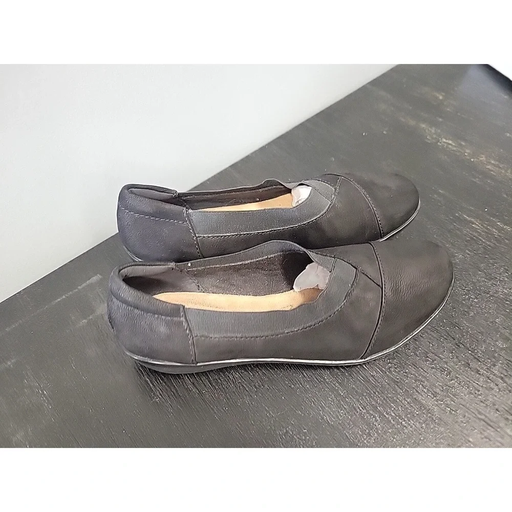 Clarks Cloudsteppers Sillian Jetay Black Slip On Flat Shoes Womens 7